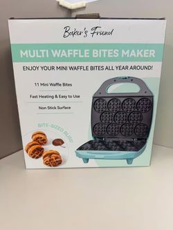 11-Count Mini Waffle Bites Maker, Nonstick Plates, 900W – Brand New