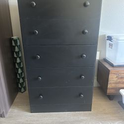 Black 5-Drawer Dresser – 47” Tall, Sturdy Storage Unit (MOVING OUT SALE)