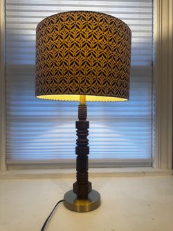 Pier 1 Table Lamp with Linen Patterned Drum Shade
