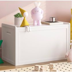 Storage Chest, Entryway Storage Bench with 2 Safety Hinges, Storage Trunk with Flip-Top, Chest Box Organizer for Entryway, Bedroom, Living Room, Easy 