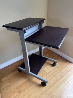 Double Deck Mobile Stand Up Desk With Wheels