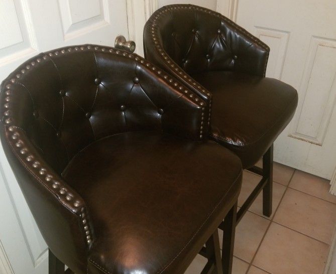 Two Leather Bar chairs