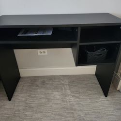 Black Desk With Open Shelves
