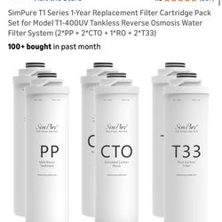 Simpure T1 Series 1 Year Replacement Filter Cartridge Pack Set For Model T1-400uv Tankless