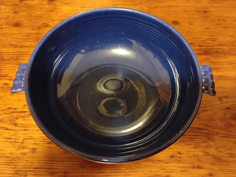 Vintage Fiestaware 8" Cobalt Blue Handled Bowl