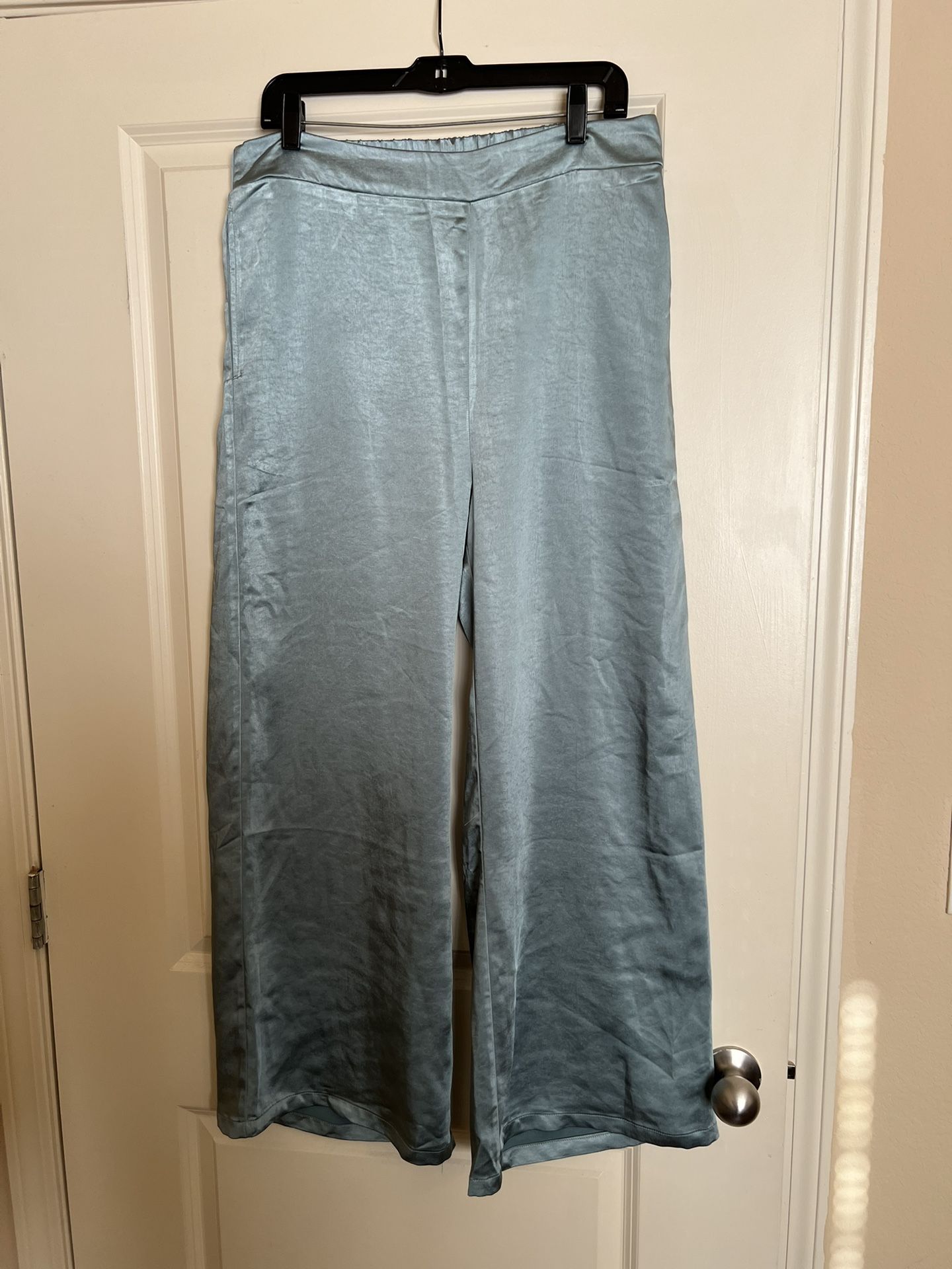 NWT 37 Orchard Wide-leg Pants w/ Pockets, Large, Blue-green Color