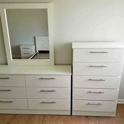 Dresser Whit Mirror And Chest ⚪️ Cómoda Con Espejo Y Gavetero 