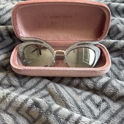 Miu Miu Logo Shield Sunglasses Grey Brown w/ Velvet Case Authentic Statement Frames