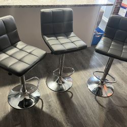 3 Gray Bar Stools 