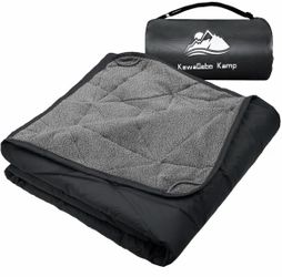 Large Waterproof Outdoor Blanket Thick Fleece 80" x 58" Windproof Stadium Blanket, Wearable Poncho, Machine Washable for Camping, Car, Pet, Picnics -