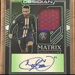 2019 Panini Obsidian Matrix Material Autographs Mxnjr Neymar Jr Electric Etch Green 8/10