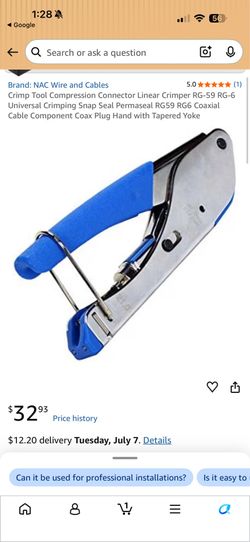 NAC Wire and Cables Compression Crimp Tool for RG-59 RG-6 Coaxial Cable