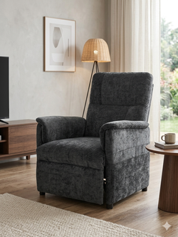 Gray Power Recliner Chair Soft Upholstered Padded Armchair Lounge Seat Home