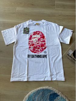 Pink and white bathing ape tee shirt size medium
