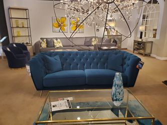 Luxury Deep Teal Velvet Chesterfield Sofa