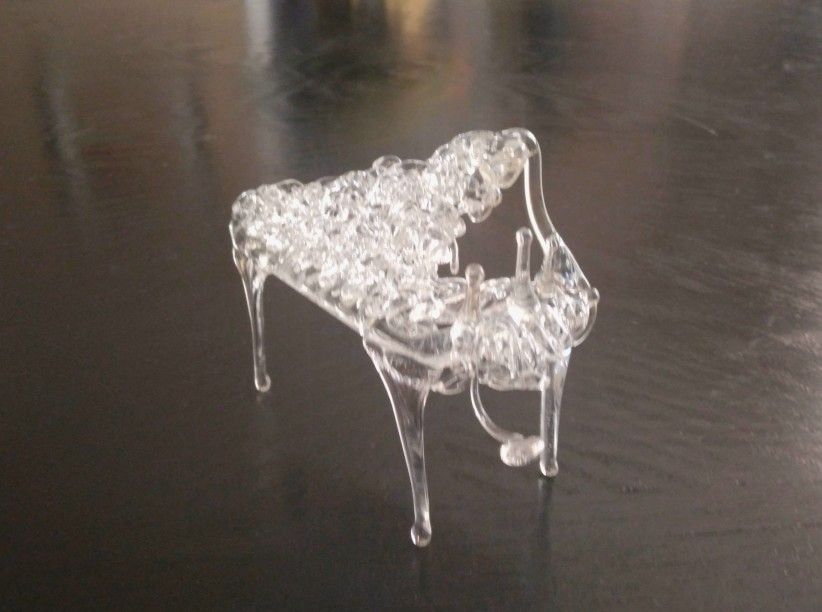Vintage Small Glass Art Piano Figurine 