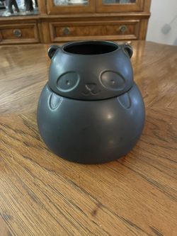 Urban Outfitters Black Ceramic Panda Planter with Hidden Storage in Bottom