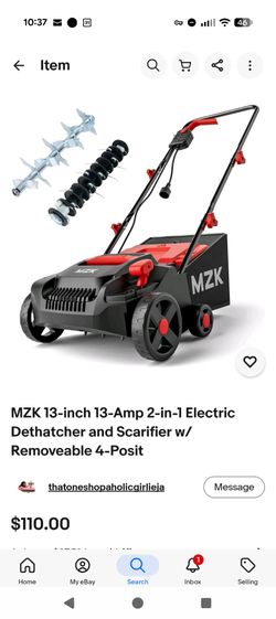 MZK 13-inch 13-Amp 2-in-1 Electric Dethatcher and Scarifier(FQ