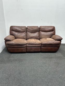 3 seater brown leather recliner - we can deliver and setup