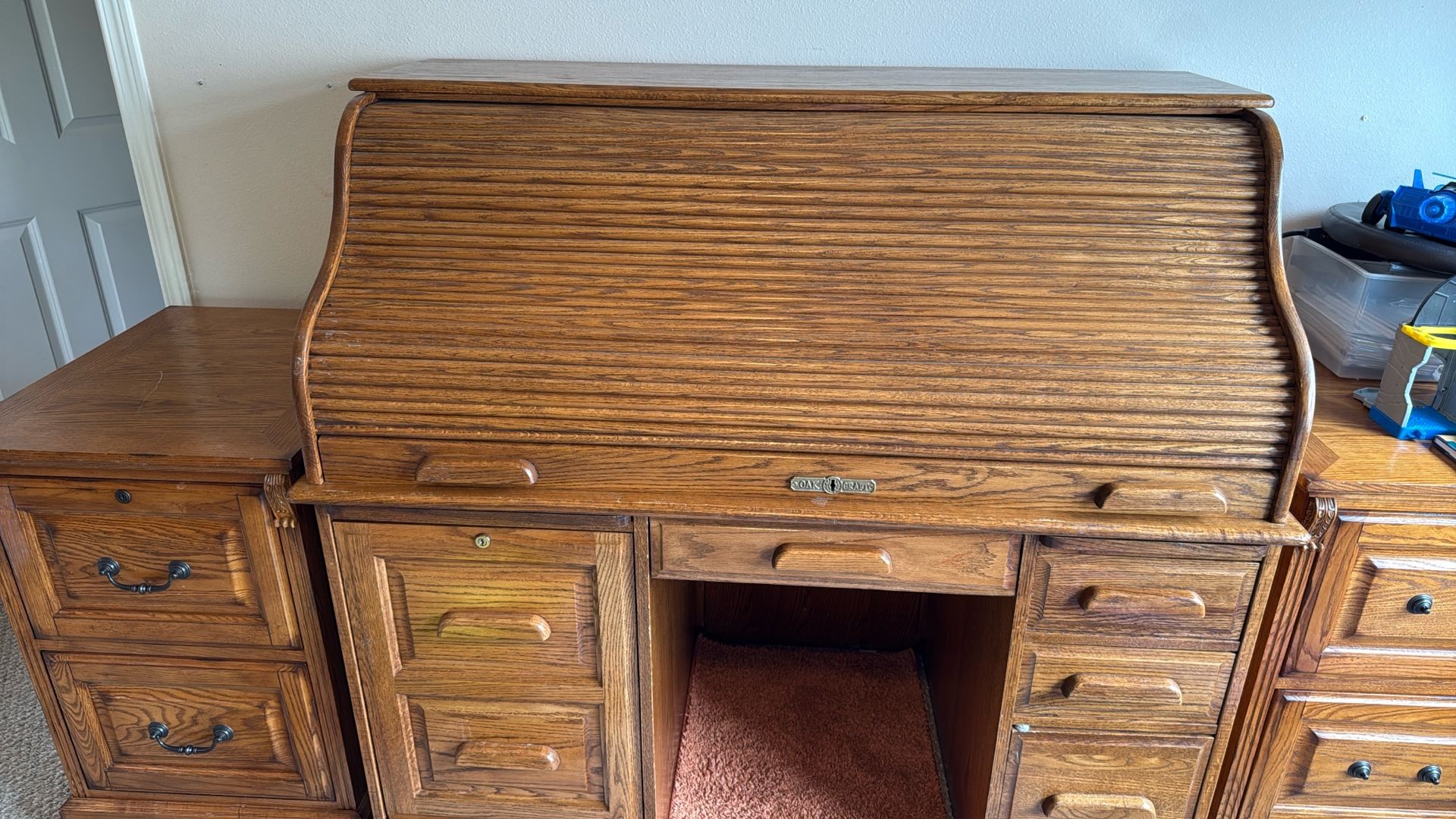 Oak Roll Top Computer Desk