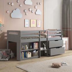 TWIN LOFT BED WITH STORAGE