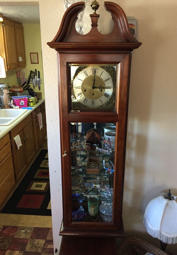 Ridgeway Combination Grandfather Clock Lighted Curio Cabinet Ridgeway Combination Grandfather Clock Lighted Curio Cabinet
