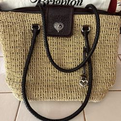 Brighton Purse Large Size Straw And Leather 