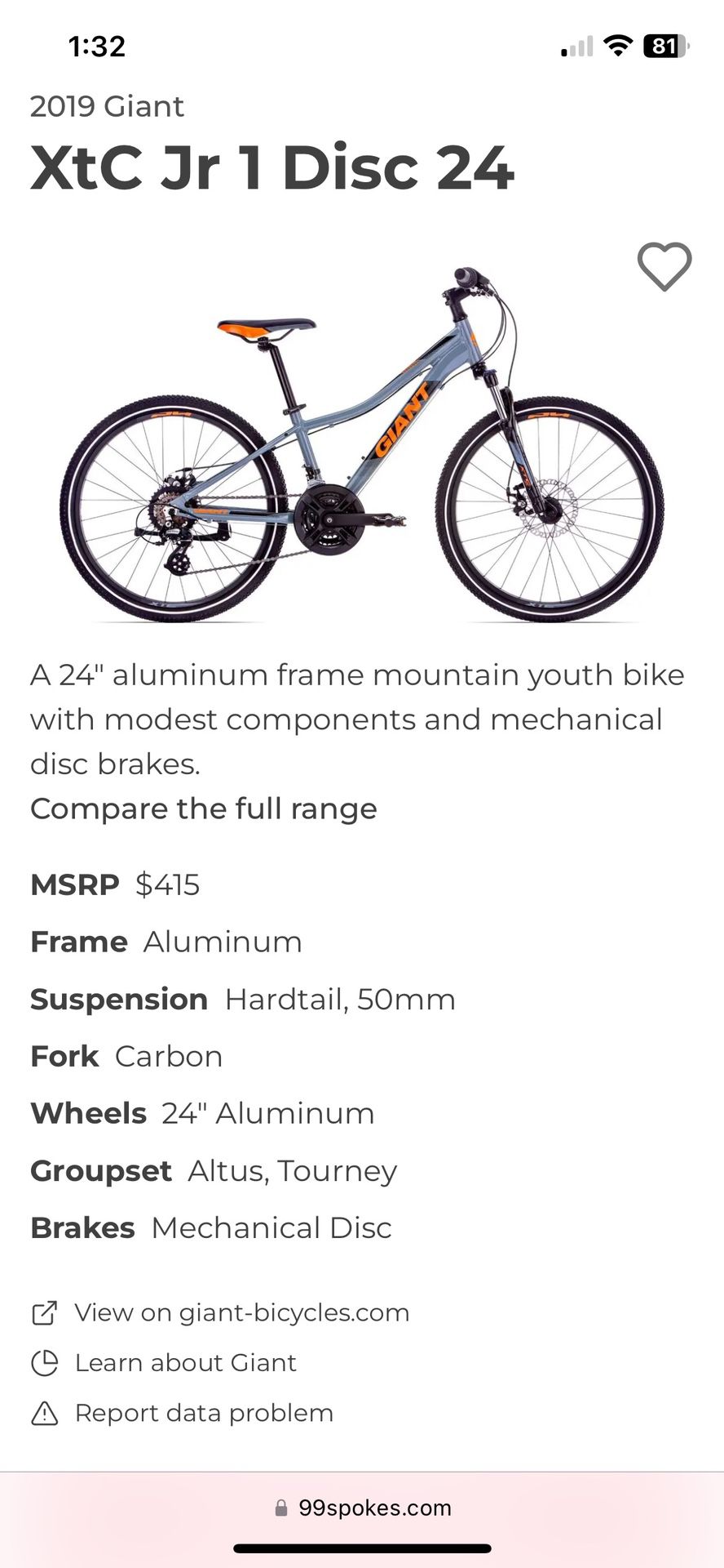 Junior giant Mountain Bike 