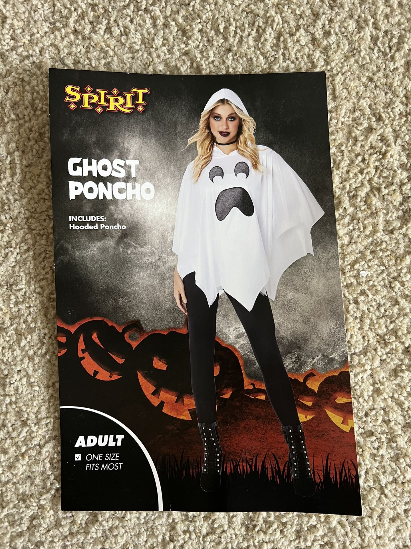 Brand New Halloween Ghost Poncho Adult Size