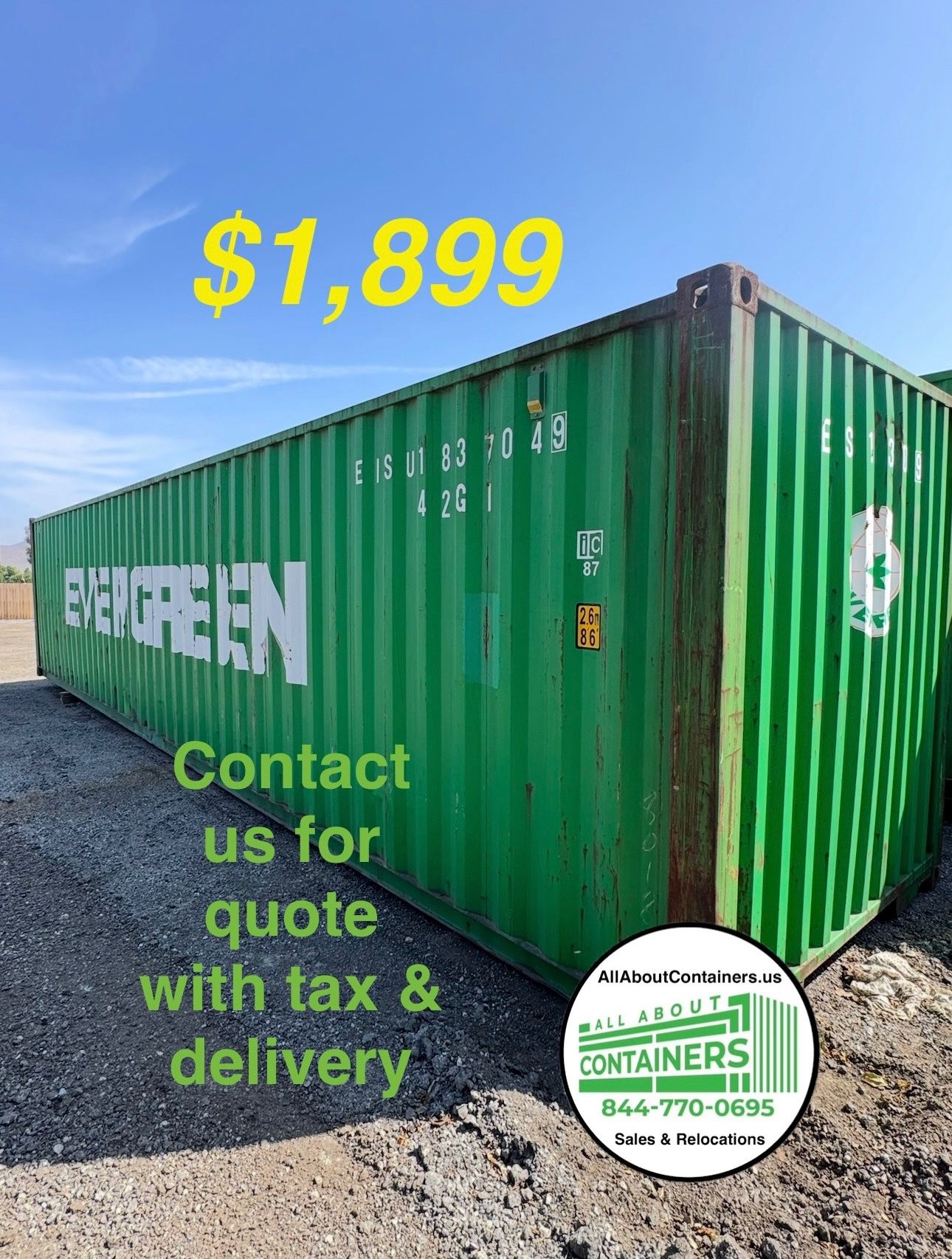 40 Foot Shipping, Containers, Wind And Water Tight