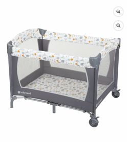 Baby Trend Nursery Center Playard with Animal Toys, Grey
