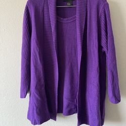 Requirements, Women’s Purple 3/4 Sleeve Layered Look Sweater, Plus Size 2XL