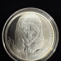 2017 African Lion Republic of Tchad Mint Bullion-999 Silver 1 Oz Ounce Art Coin