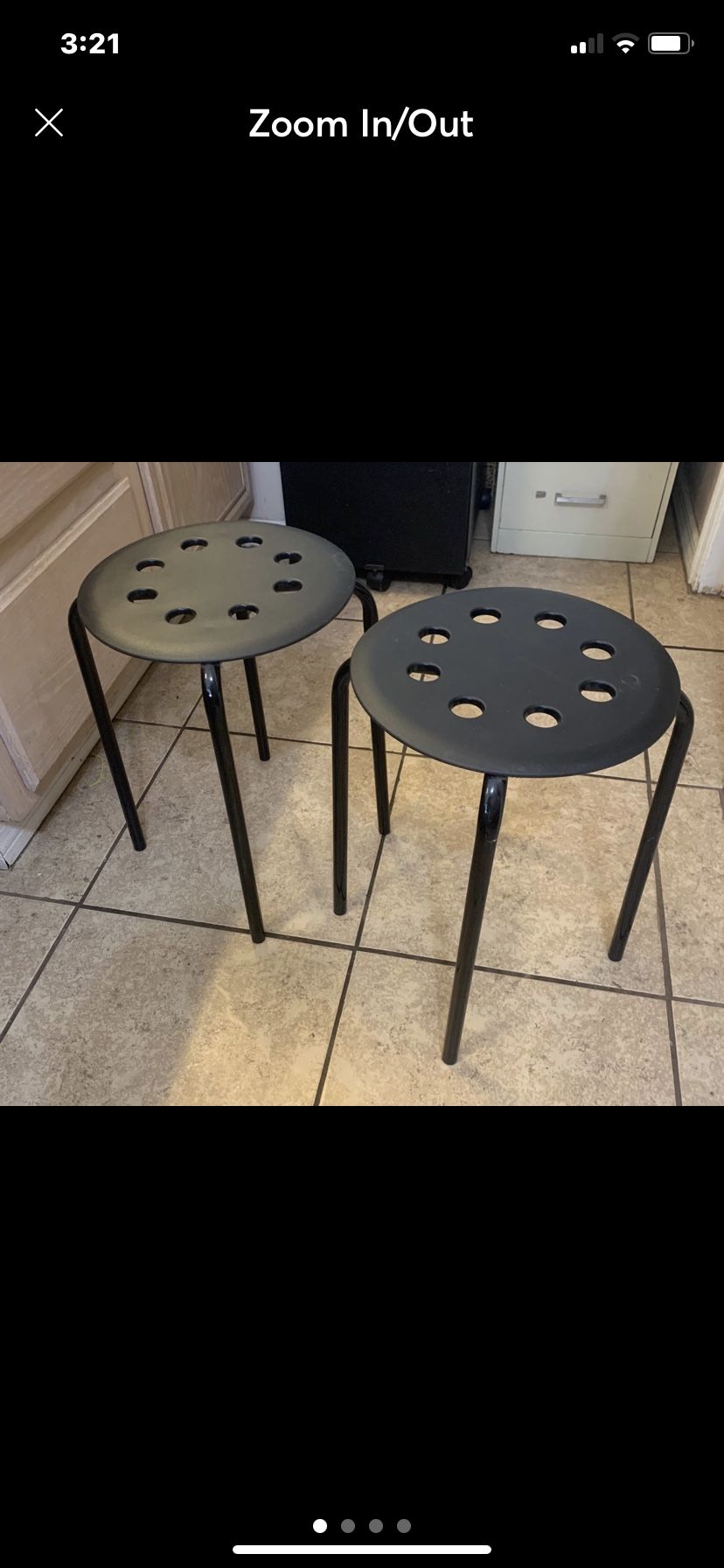 IKEA MARIUS Two (2) Stools, Stackable For Hallway, Kitchen ,Bar & Schools black, 17 3/4