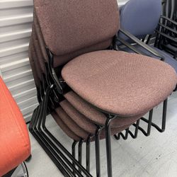 13 Stacking Chairs Made Of Purple Fabrics And Metal Frame Each For