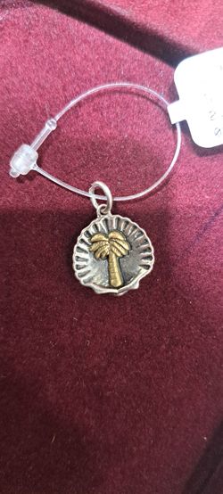 Silver and Gold Palm Tree Shell Charm Pendant