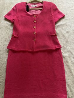 Vintage 1998 St.John wool tweed pink set