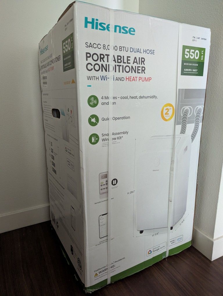 Hisense 8000 BTU Dual Hose Portable Air Conditioner