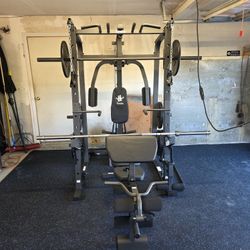 Vesta Smith Machine 1001 | Adj Bench W/ Leg Developer And Preacher Station |Gym Equipment | Fitness | Pulleys|🔴WEIGHTS AND BARBELL SOLD SEPARATELY 🔴