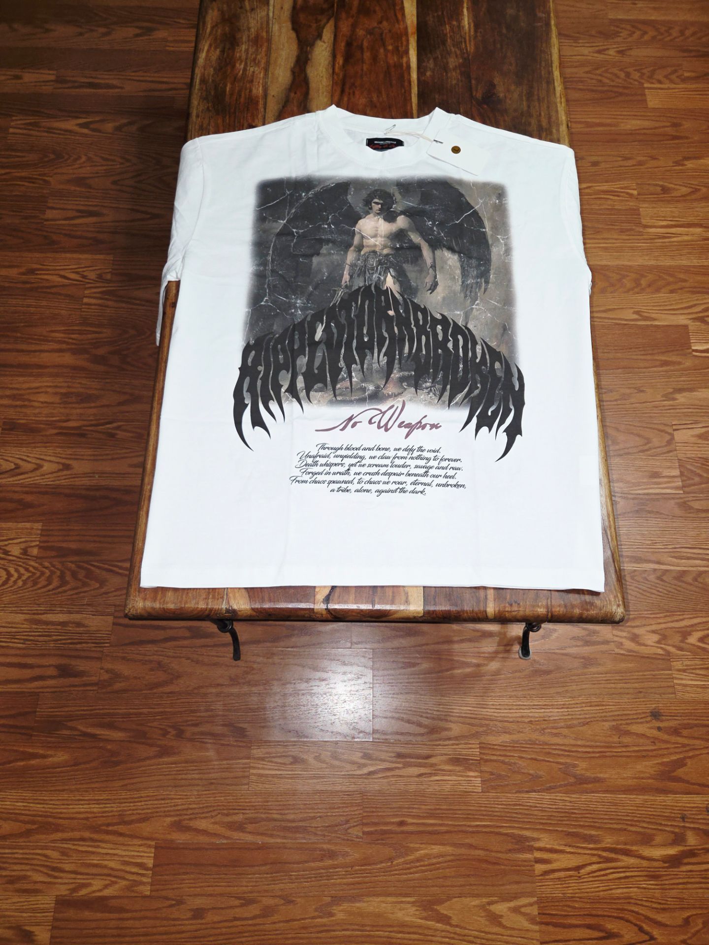 Deshire Men's "No Weapon" Series Archangel Graphic Tee