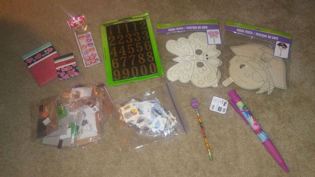 Bag of crafts and misc items for kids