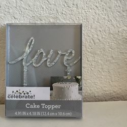 Silver Sparkle “Love” Cake Topper 