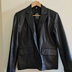New Black Leather Jacket Medium Size