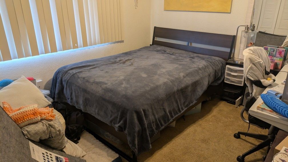 Ikea Walnut Queen Size Bed Frame