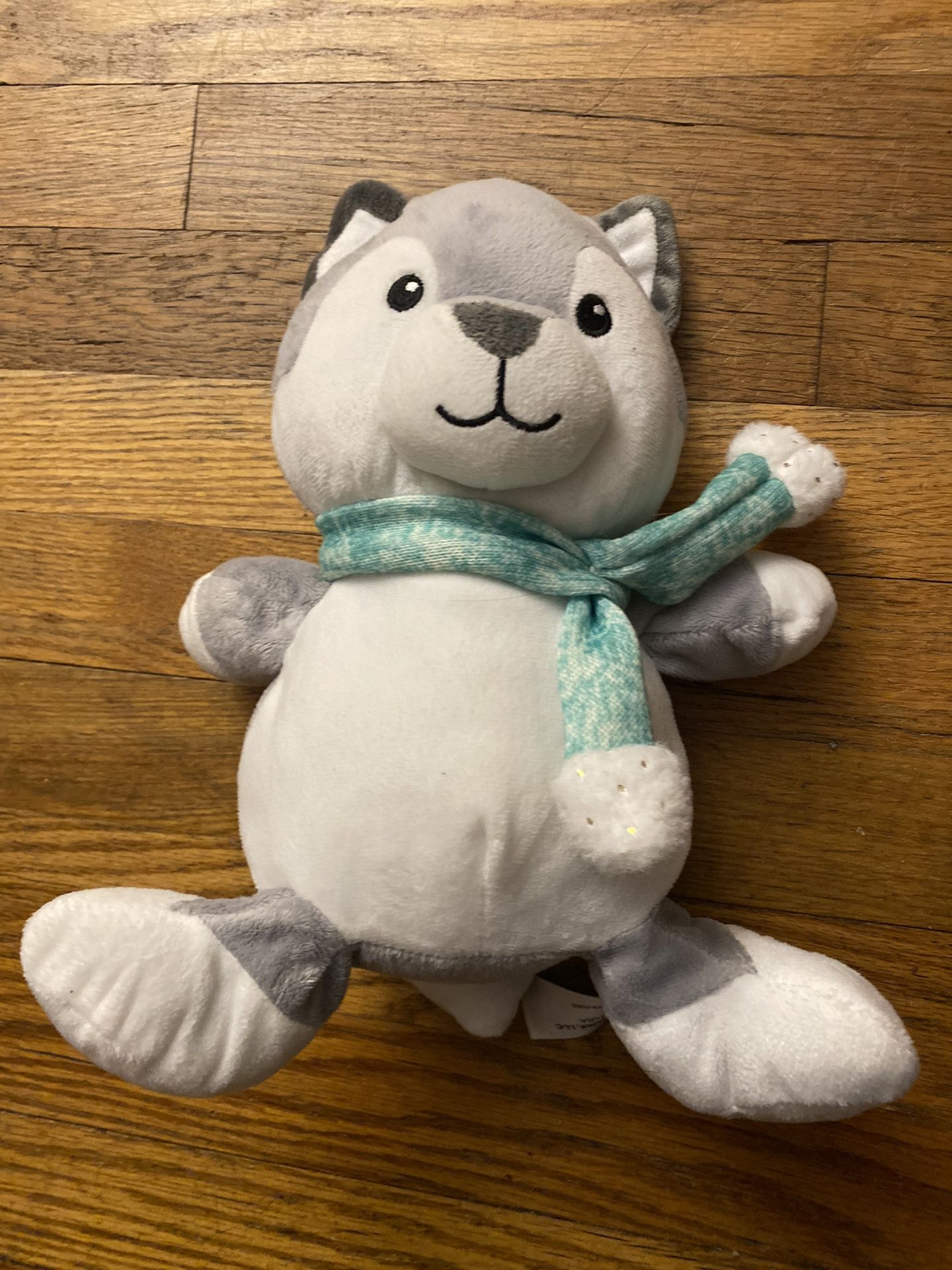 Animal adventure wolf with blue scarf plush stuffed animal