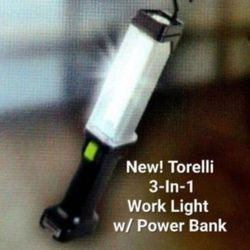 New! Torelli Tools 3-in-1 Work Light With Power Bank