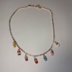 gold tone labubu charm necklace
