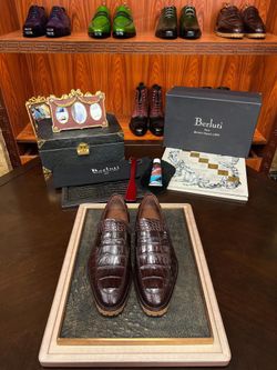 Berluti crocodile leather men's leather shoes, size: 9.5