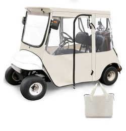 Golf Cart Deluxe Driving Enclosure 2 Passengers Fits EZGO TXT & RXV Golf Cart, Fits Short Roof 40.94" W and 59.05" L, Clear Window with Door Zippers 6