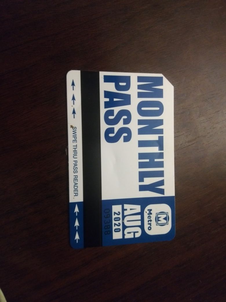 Monthly bus pass for AUGUST